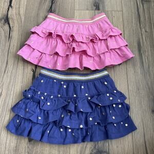 Lot Of 2 Boden Skort Skirt Shorts 3/4Y Polka Dot Tiered Ruffle Elastic Waist